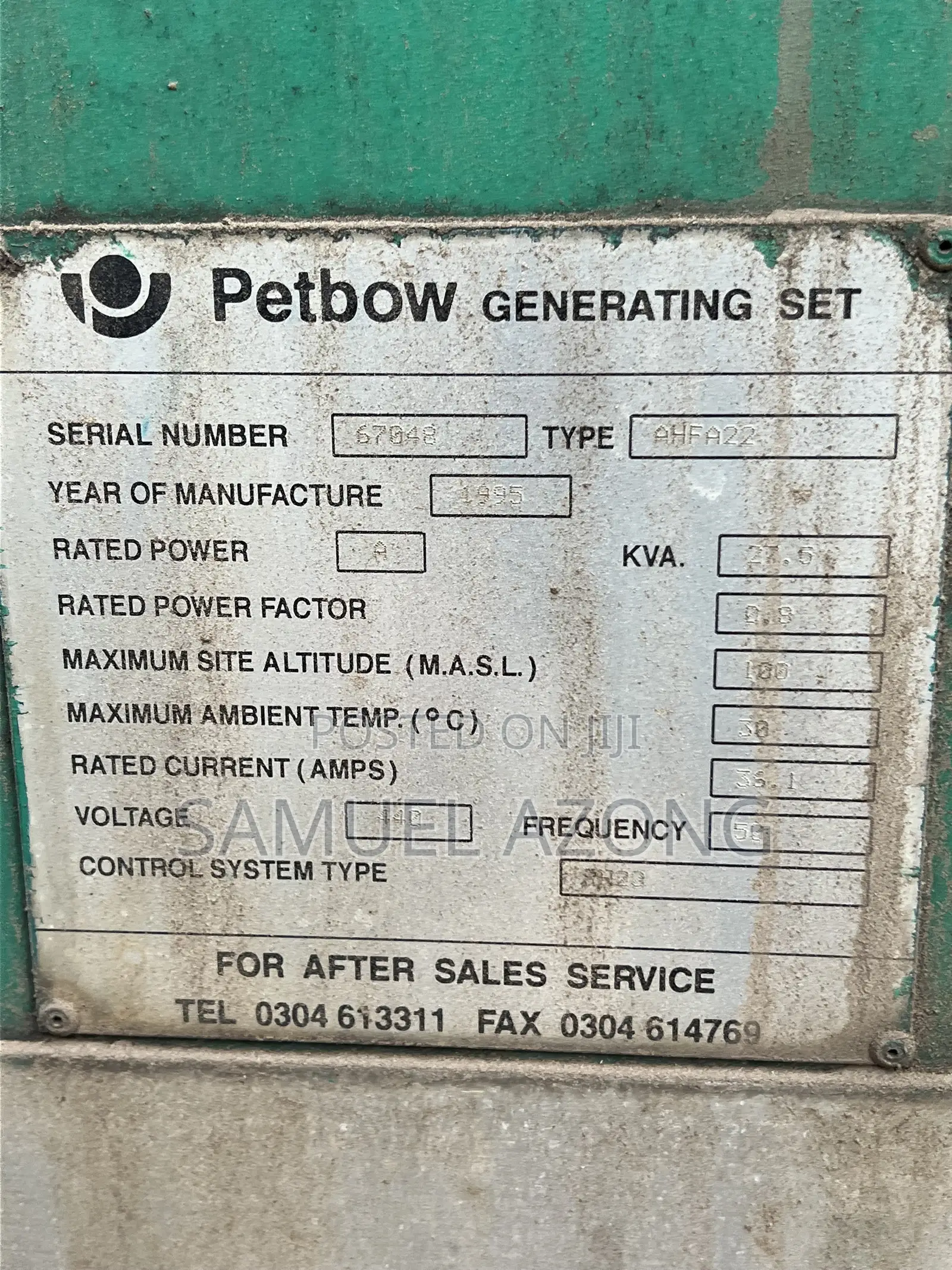 Petbow Generator 27.5 Kva