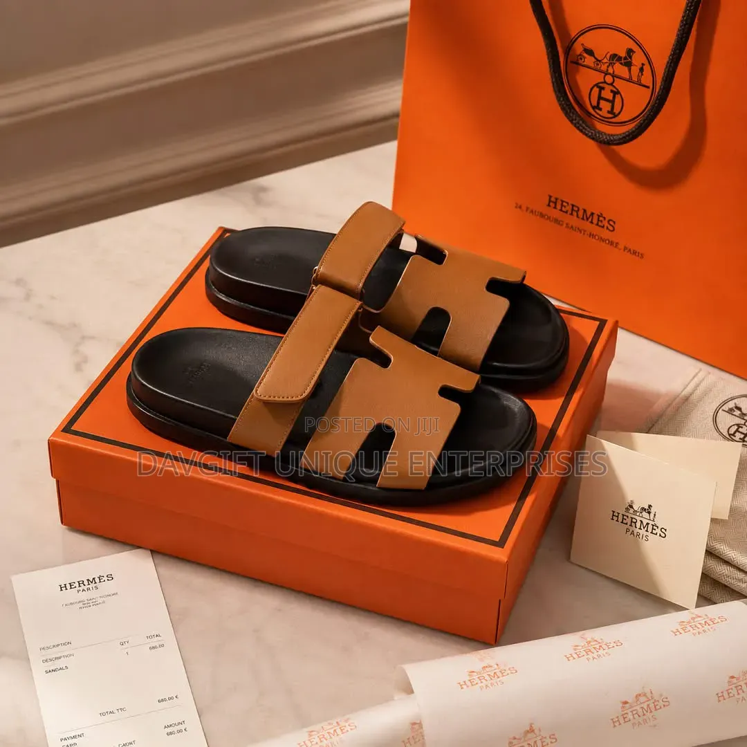 Hermes Slippers in Box With Gift Bag