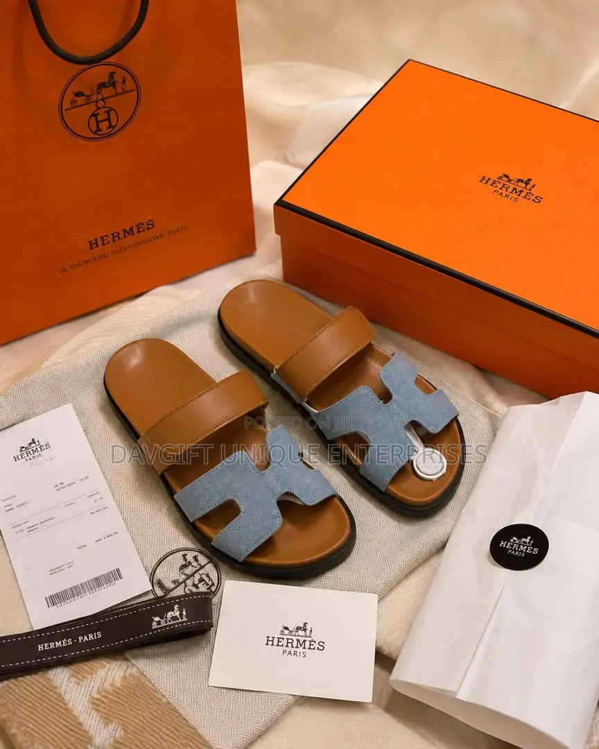 Hermes Slippers in Box With Gift Bag