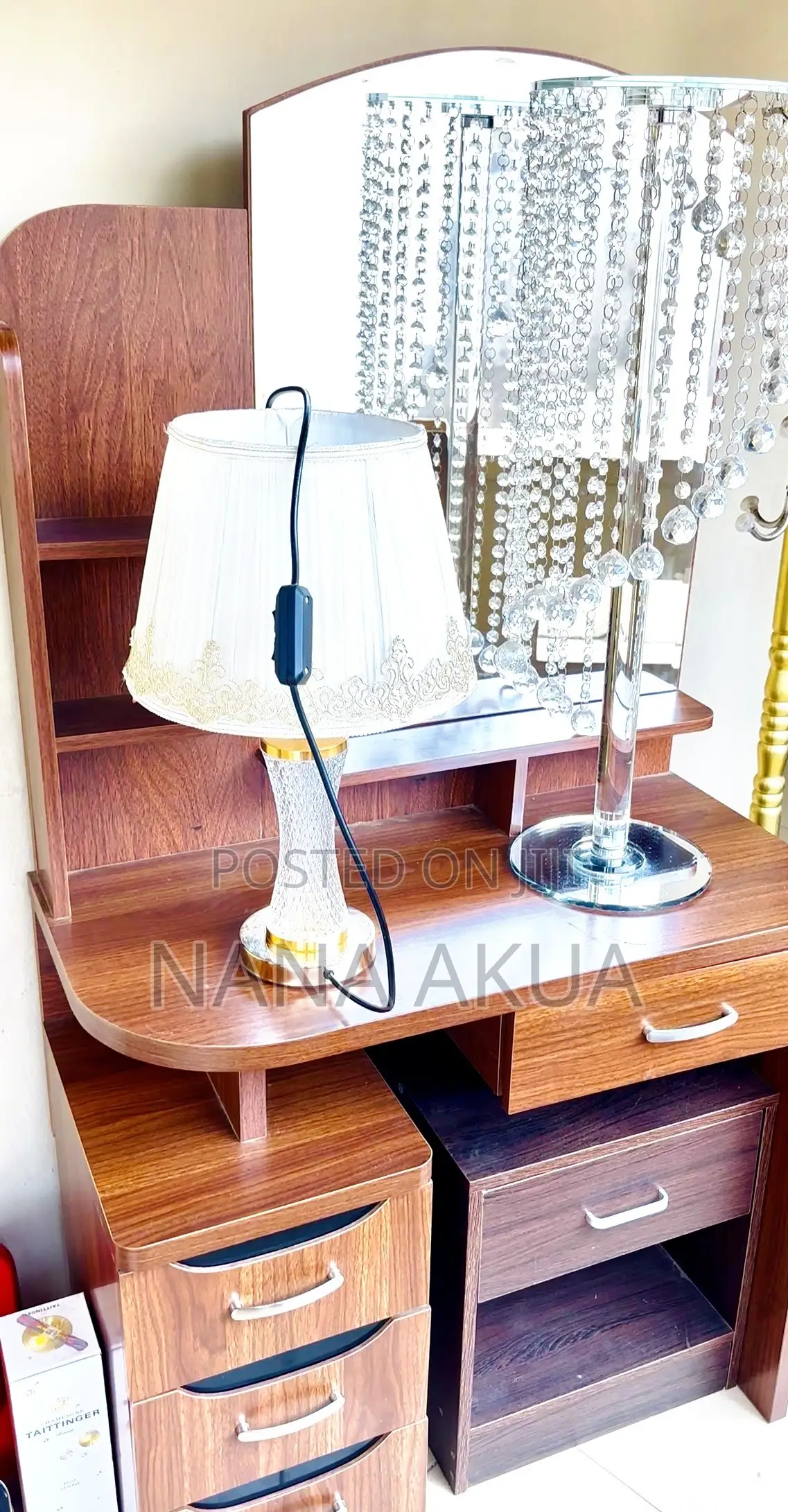 Quality Dresser, Bed Side Lamp and Table, Crystal Decor Wall Frames
