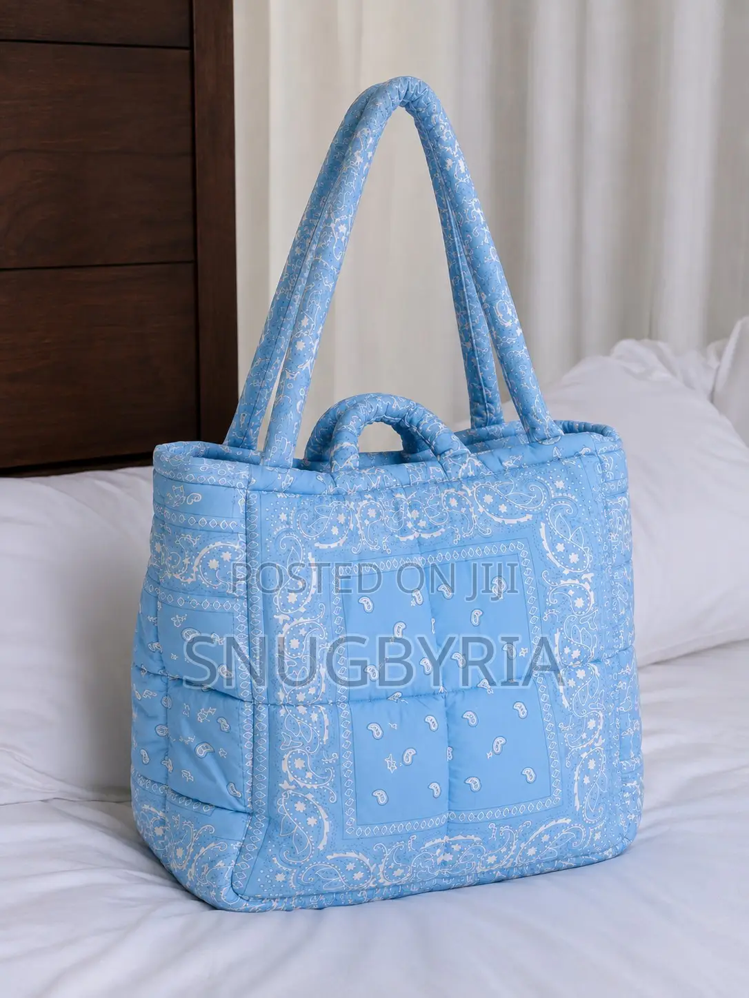 Women Bag -Large Tote Bag. Skyblue and Pink