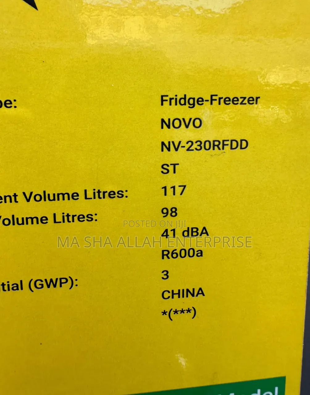 Quality 215 Liters Novo Top Freezer Double Door Refrigerator