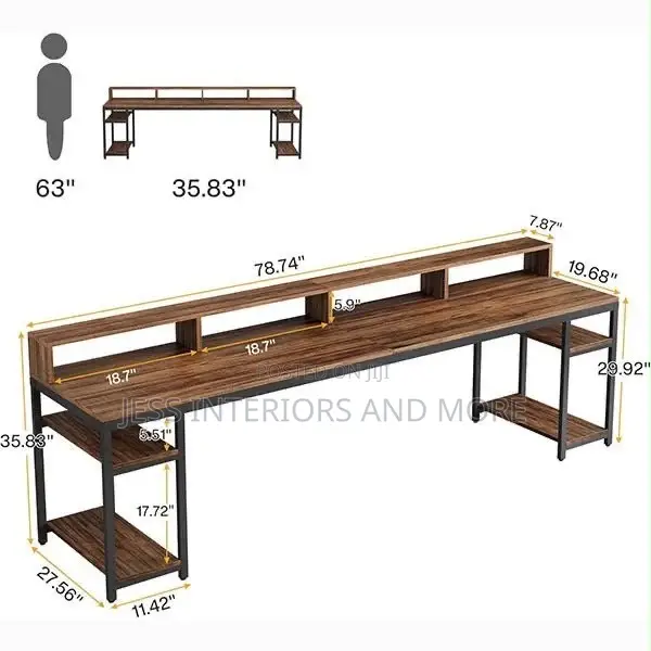 Double Computer Desk(78.74 Inches Extra Long)