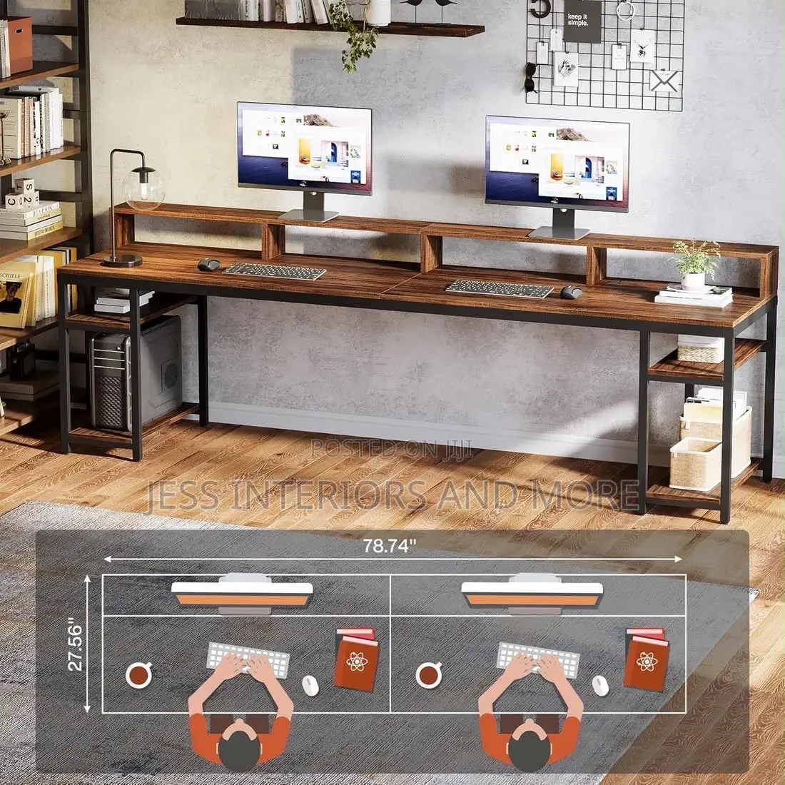 Double Computer Desk(78.74 Inches Extra Long)