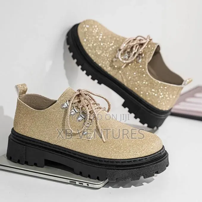 Men's Italian Formal Loafers Lace Up Flat Business Shoes Gold
