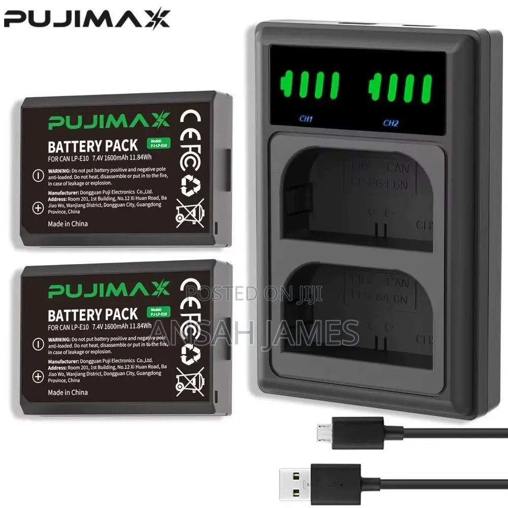 PUJIMAX LP-E10 2 Canon Batteries With a Charger