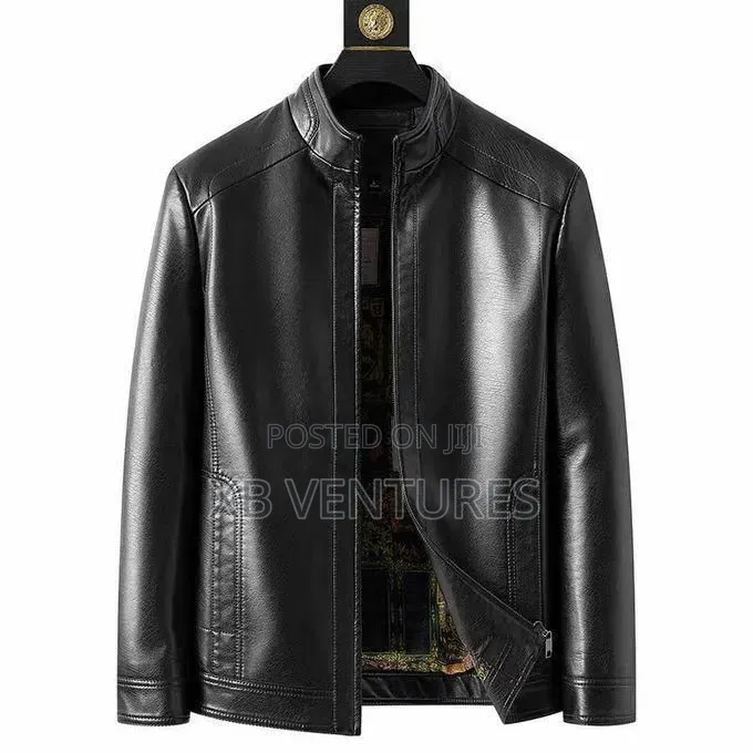Executive Windproof Leather Jacket - Black