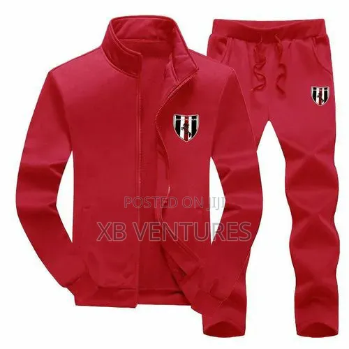 Men's Jacket and Sports Trousers Set - Gray/Blue/Red
