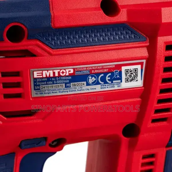 EMTOP ELRH202287 20V Brushless Rotary Hammer 2x4.0Ah