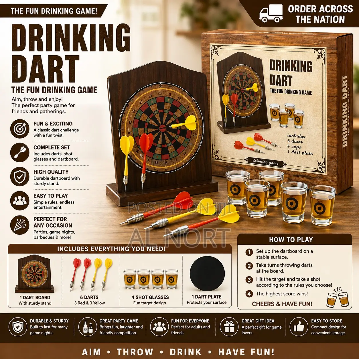 Drinking Dart Game – 6 Darts, 4 Cups Dart Plate