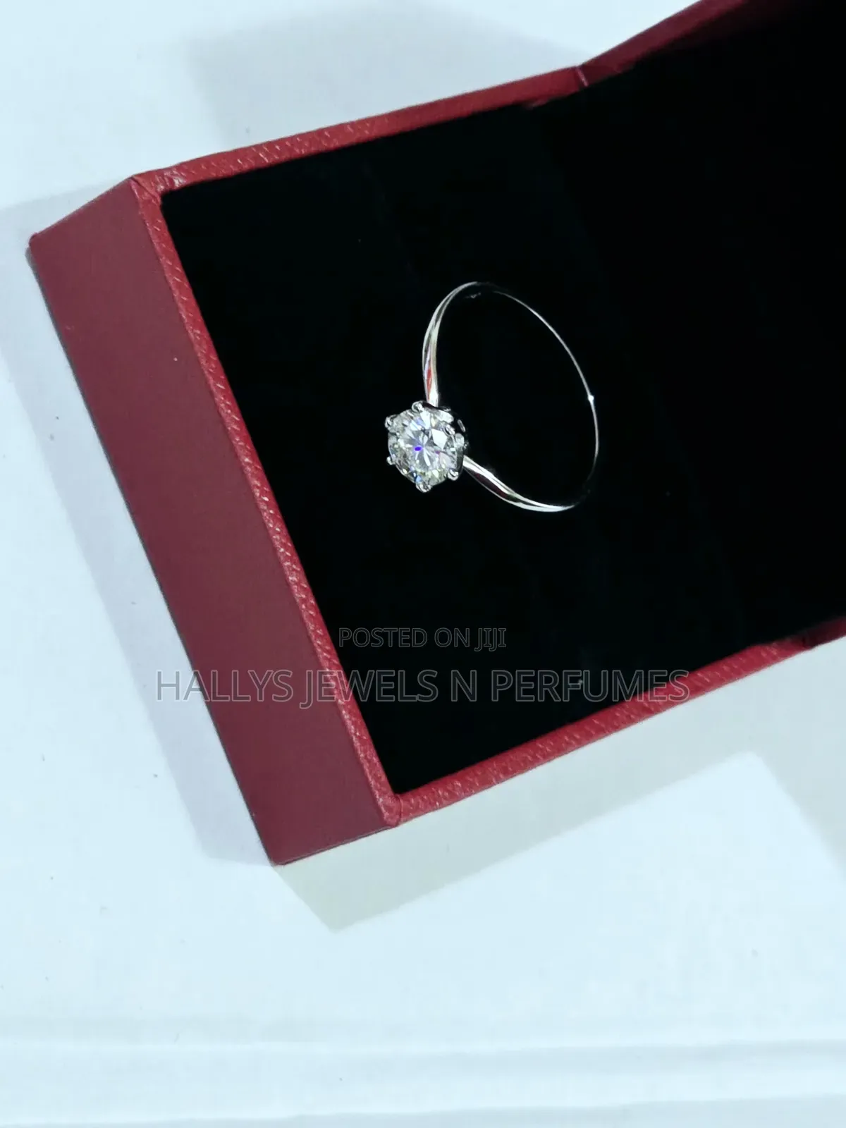 Sterling Silver Moissanite Diamond Engagement or Promise Ring,