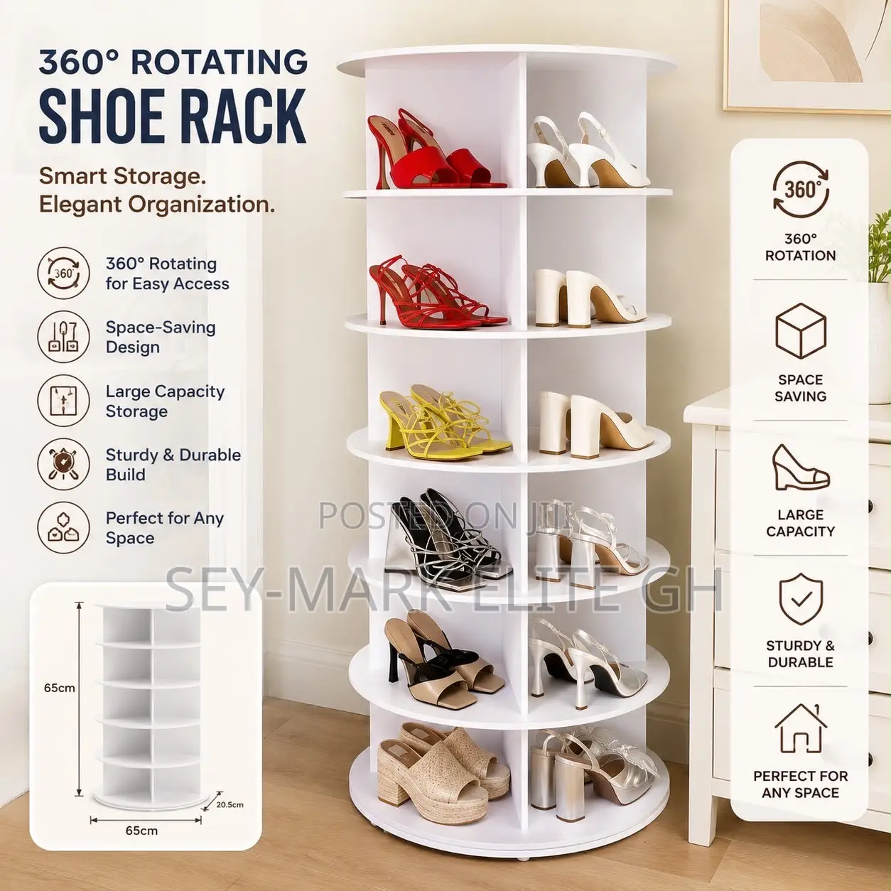 7 Tier 360 Rotating Shoe/Bag Rack