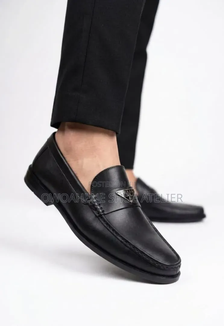Pair of Prada Brushed Leather Loafers.