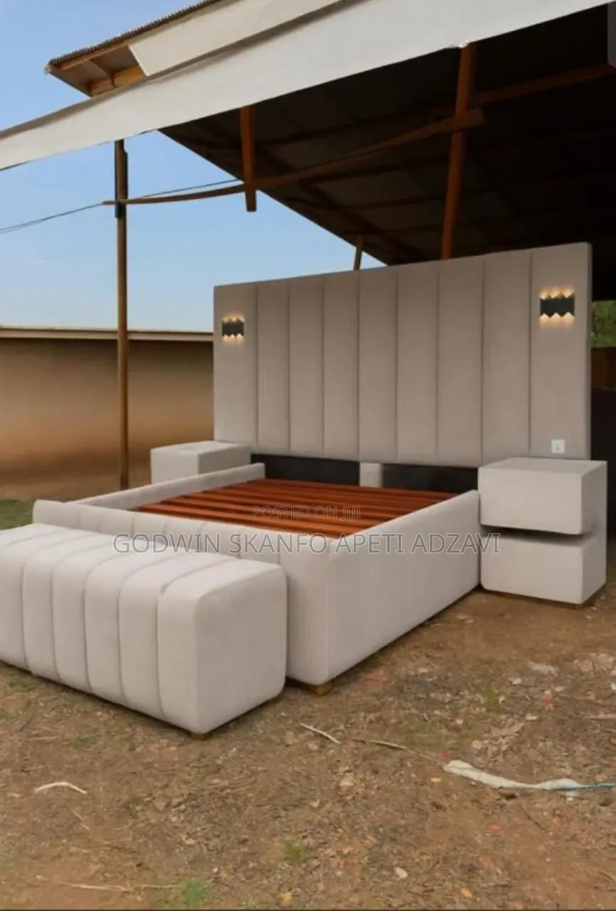 Queen Size Bed Frame and Side Drawer and Ottoman Available