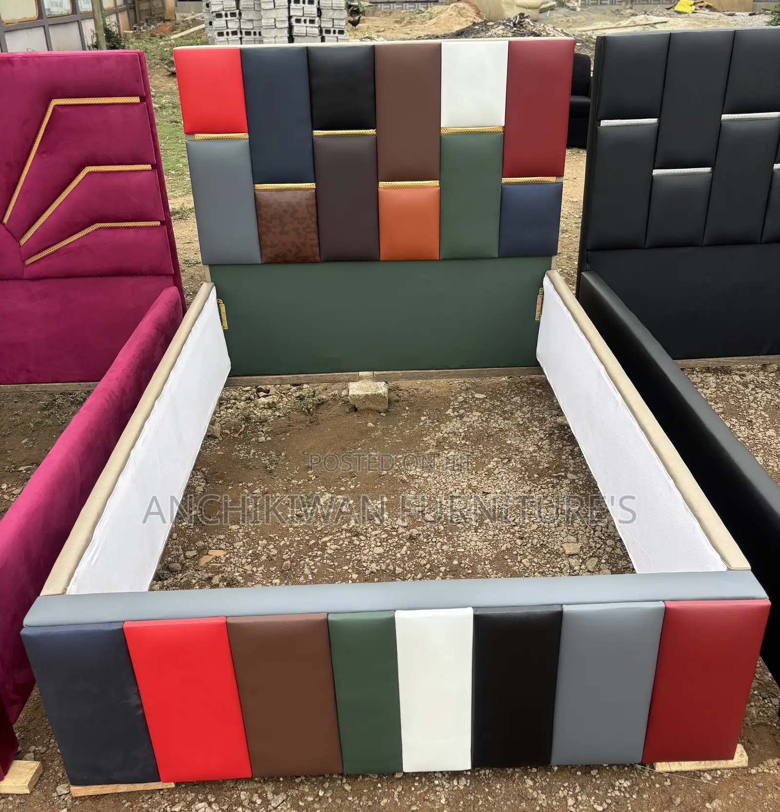 Ombré Leather Designer Bed (Cash on Delivery)