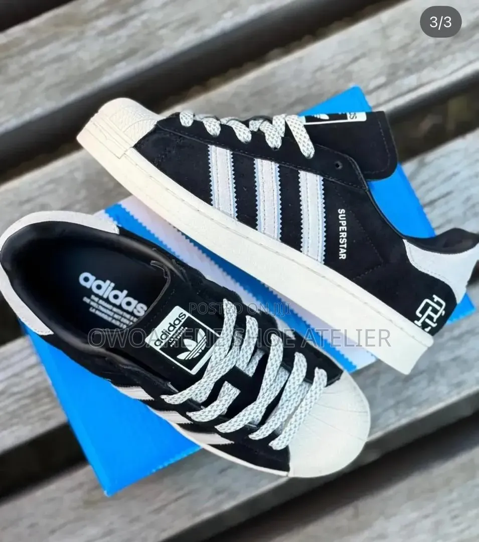 Adidas Originals Superstar "Reign Champ" Black Suede Sneakers