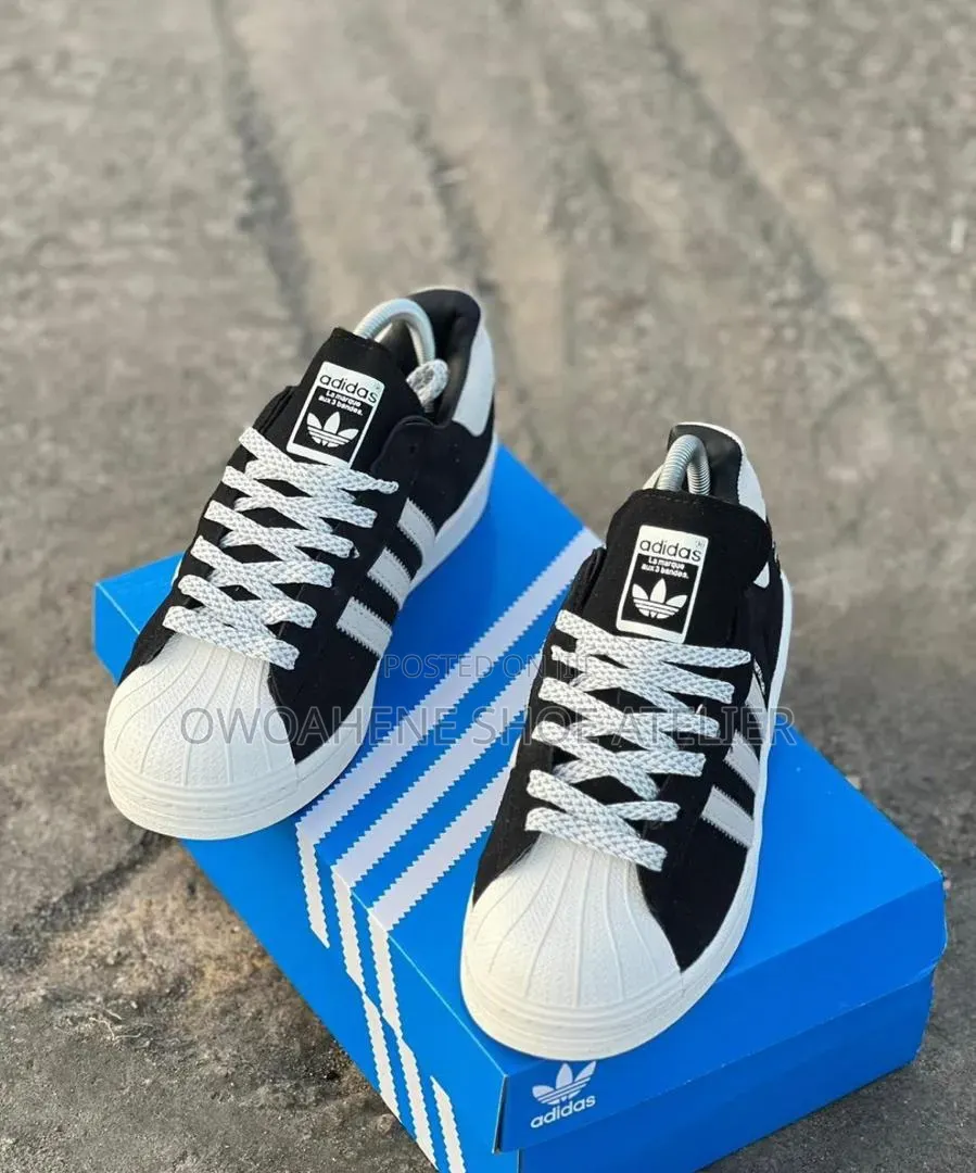 Adidas Originals Superstar "Reign Champ" Black Suede Sneakers