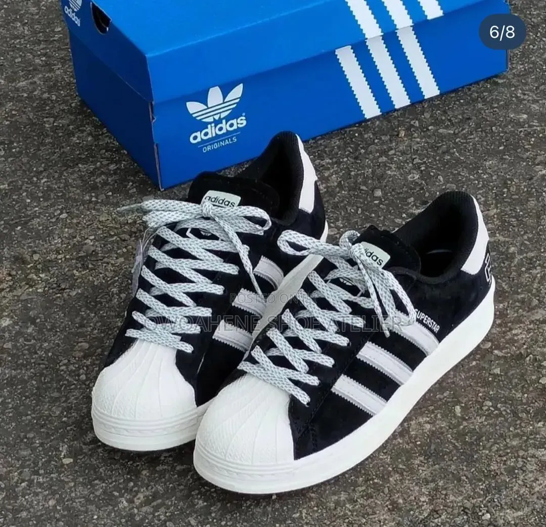Adidas Originals Superstar "Reign Champ" Black Suede Sneakers