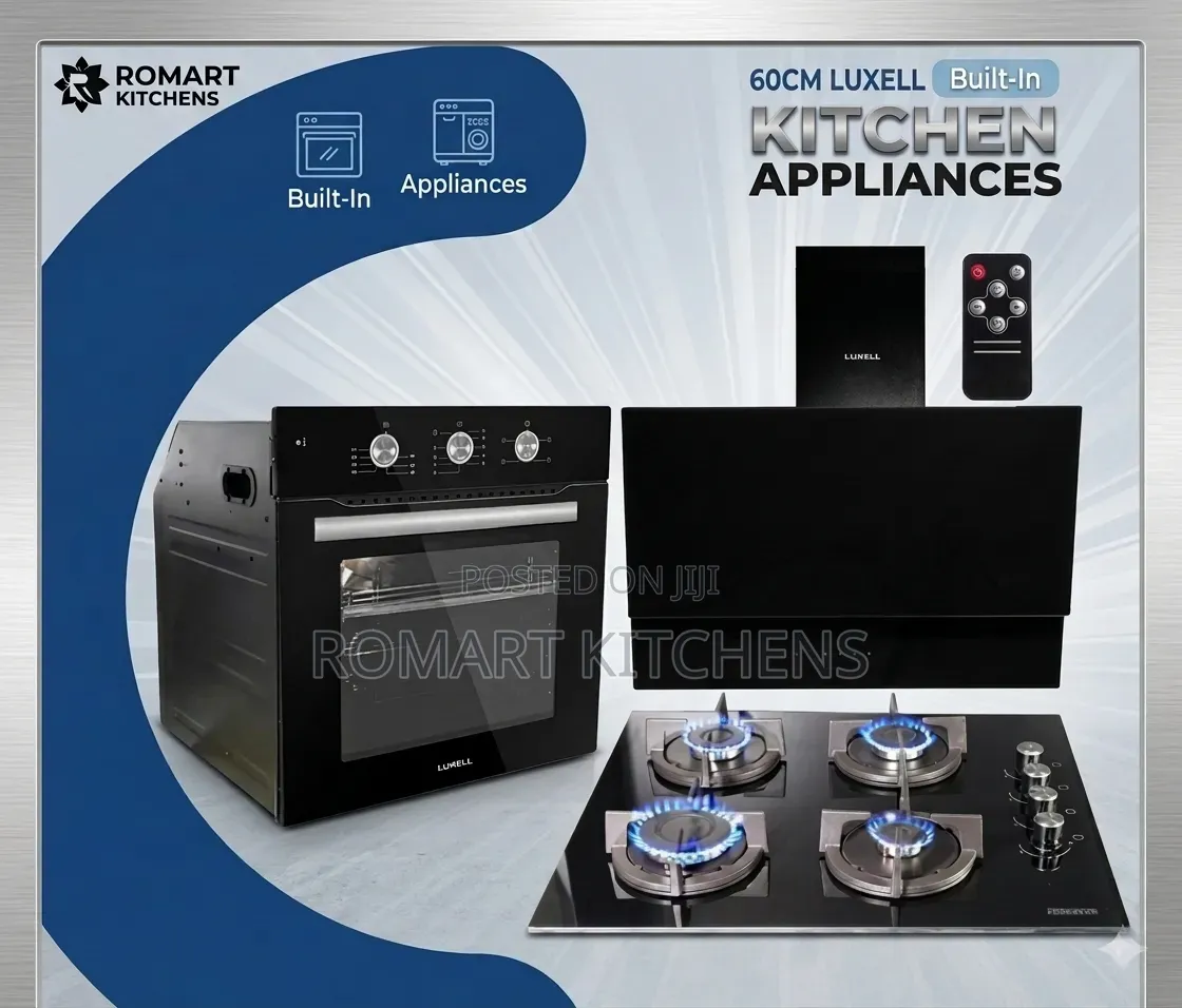 Promo. 60cm Inbuilt Glass Kitchen Set. Oven, Burner and Heat Extractor