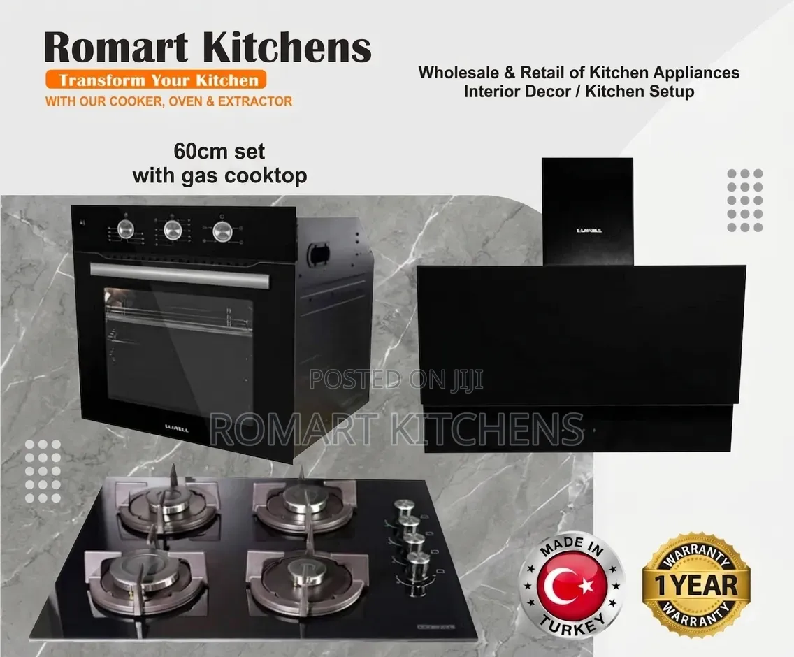 Turkish 60cm Inbuilt Kitchen Set. Oven, Burner and Heat Extractor