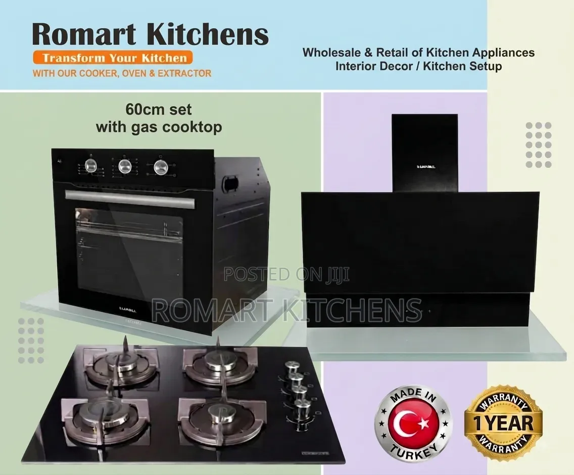 Turkish 60cm Inbuilt Kitchen Set. Oven, Burner and Heat Extractor