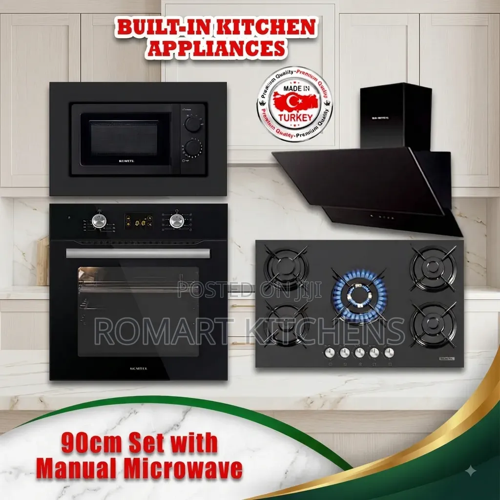Turkish 90cm Inbuilt Glass Set. Oven, Hob, Extractor and Microwave