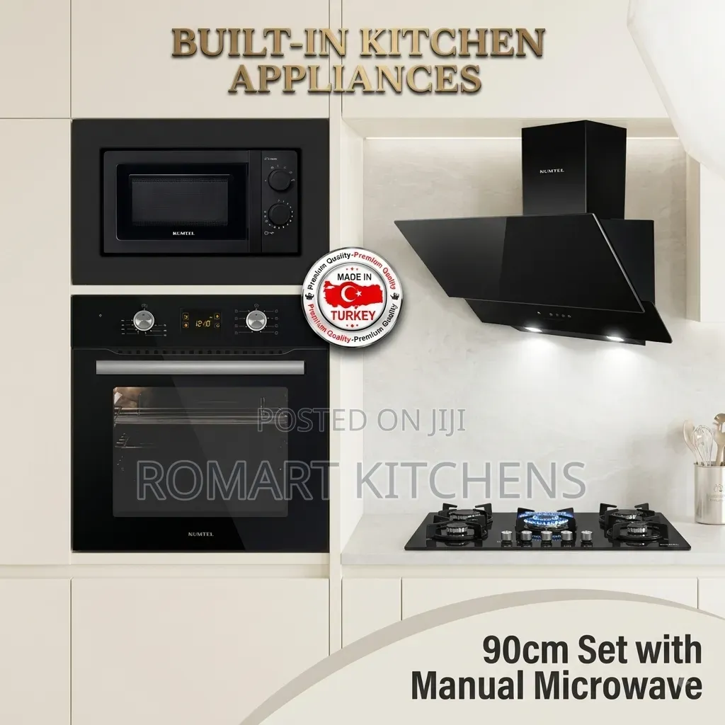 Turkish 90cm Inbuilt Glass Set. Oven, Hob, Extractor and Microwave