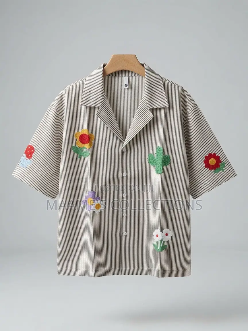 Casual Short-Sleeve Button-Down Shirt