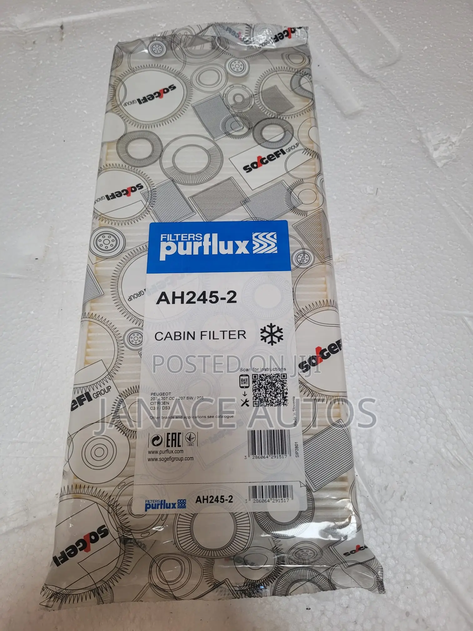 Citroen Ds Peugeot Pollen Filter Purflux Ah245-2
