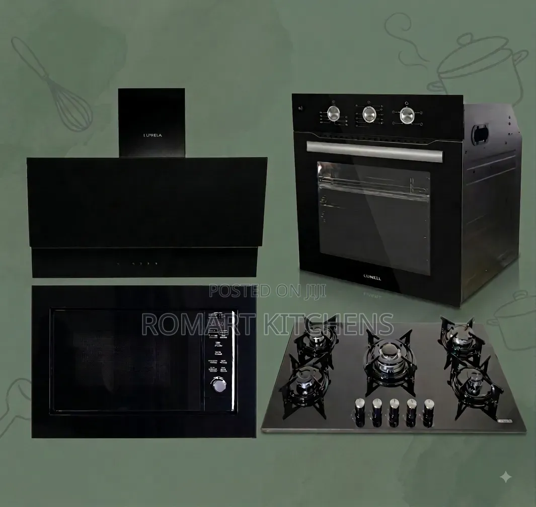Quality 60cm Built-in Burner Set. Oven, Hob, Extractor and Microwave