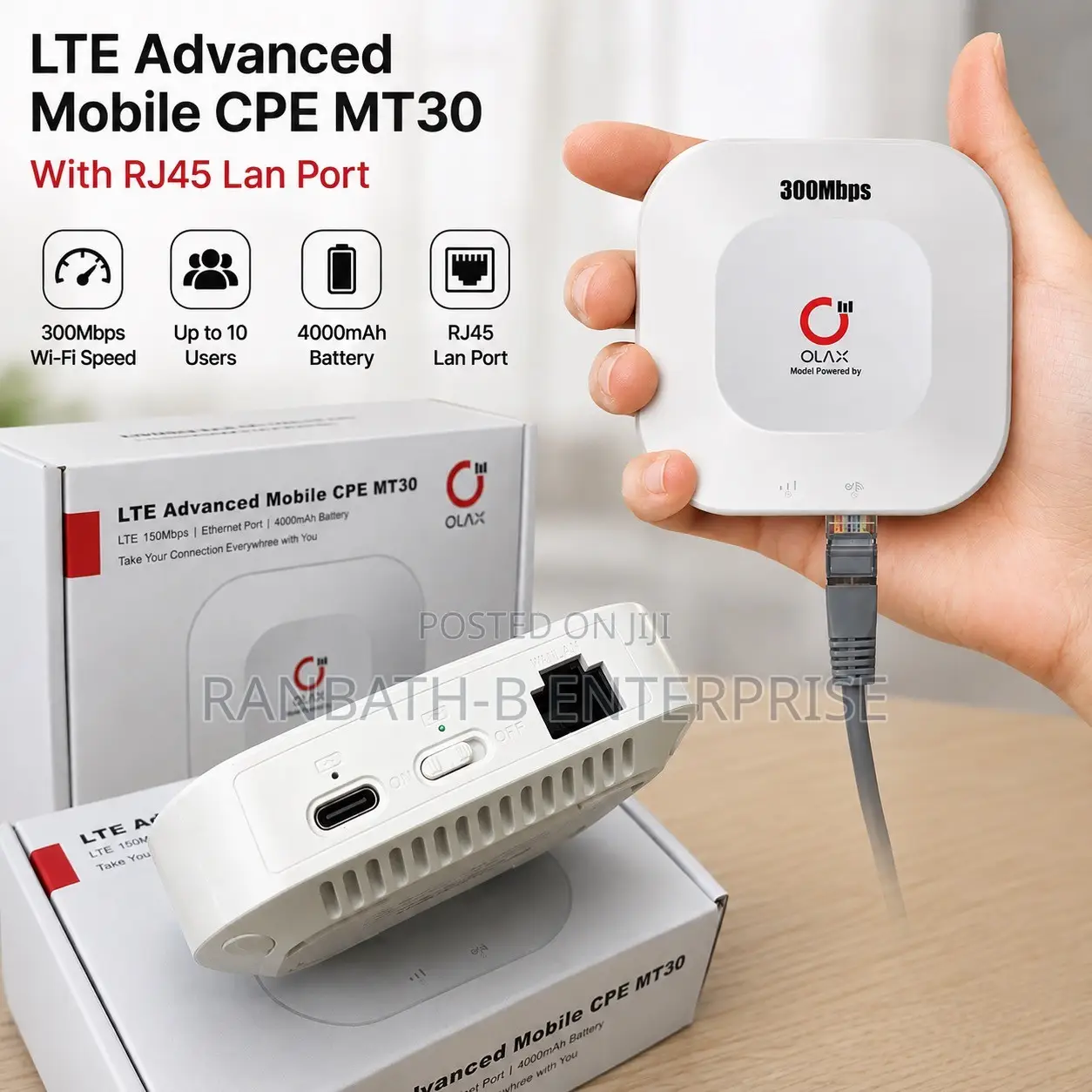 OLAX MT30 – 300Mbps High-Speed WiFi + RJ45 LAN