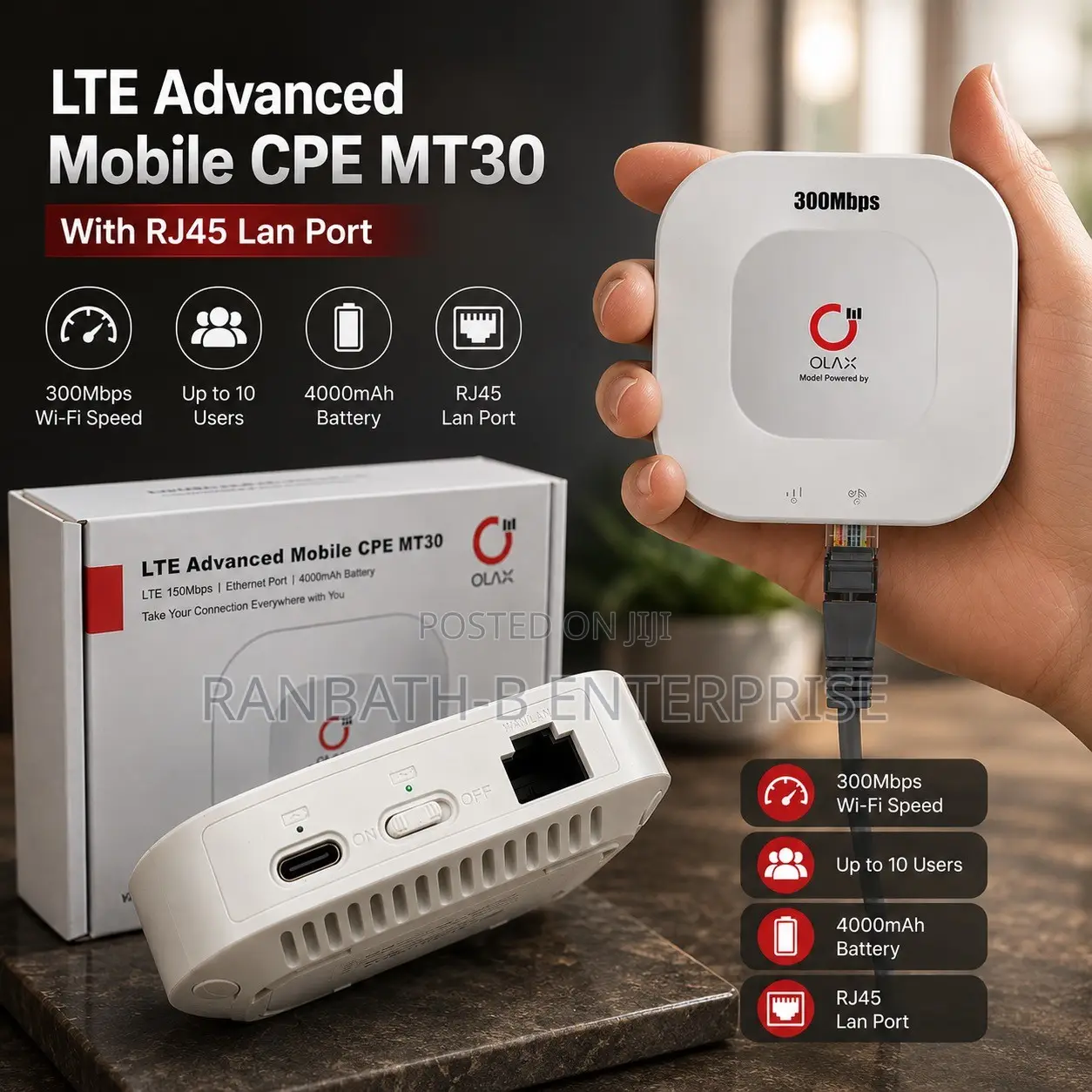 OLAX MT30 – 300Mbps Portable WiFi Router | RJ45 LAN