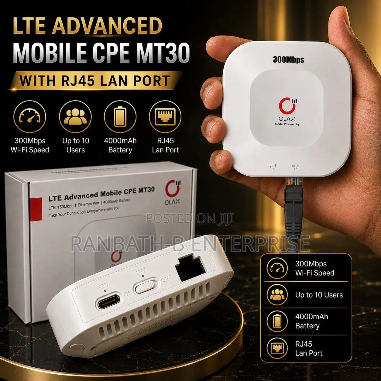 OLAX MT30 – 300Mbps Portable WiFi Router | RJ45 LAN