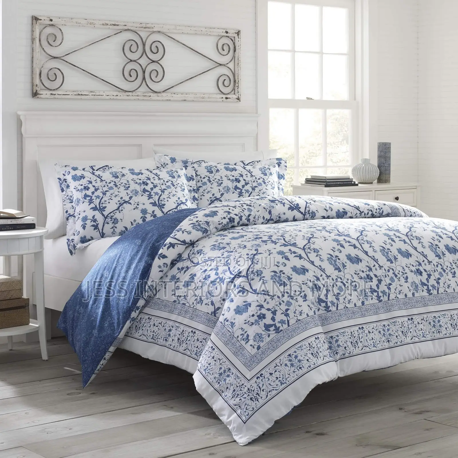 Laura Ashley Charlotte Blue Cotton Duvet Queen Size