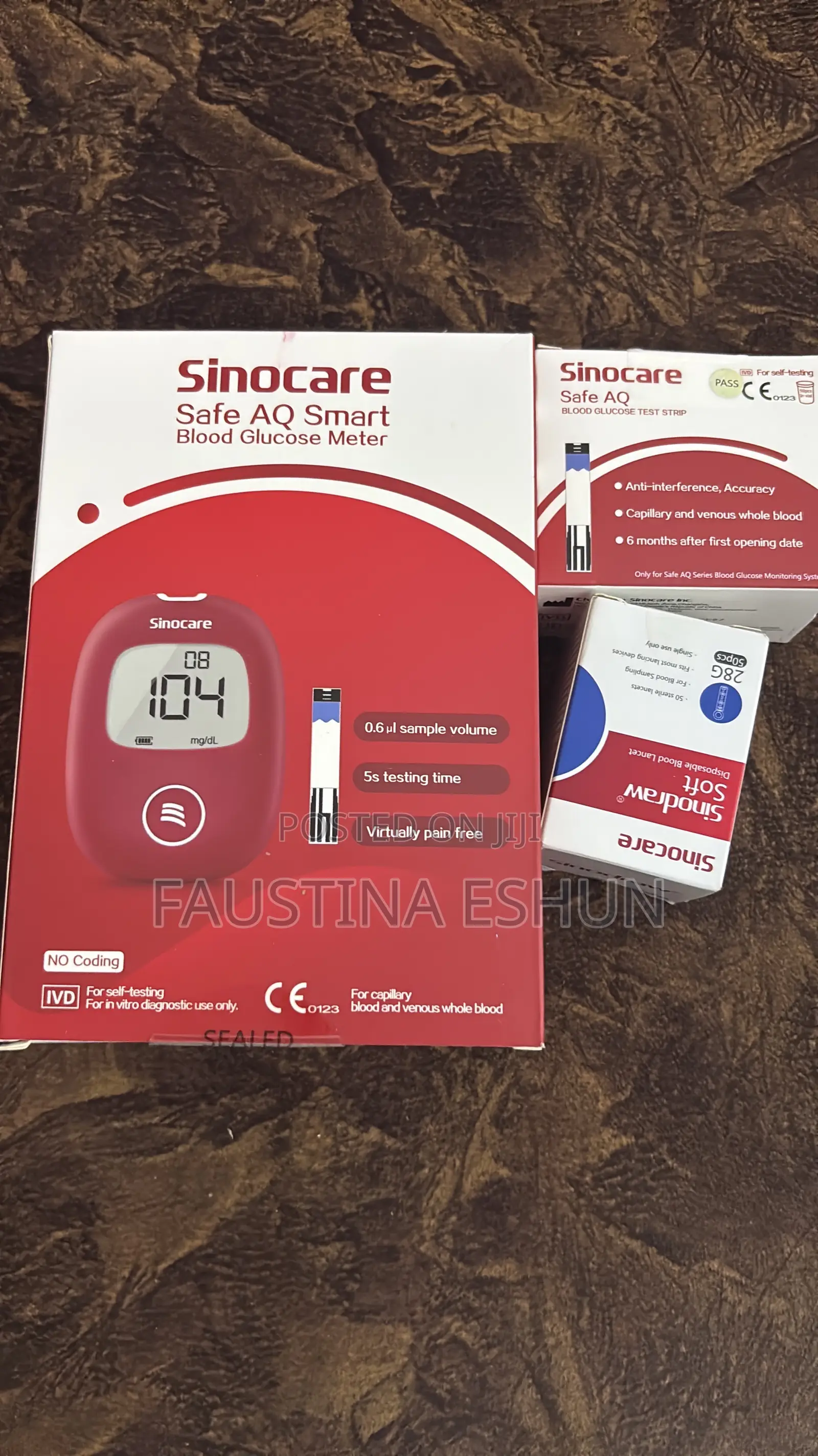 Sinocare Aq Smart Glucometer +50 Strips and Lancets