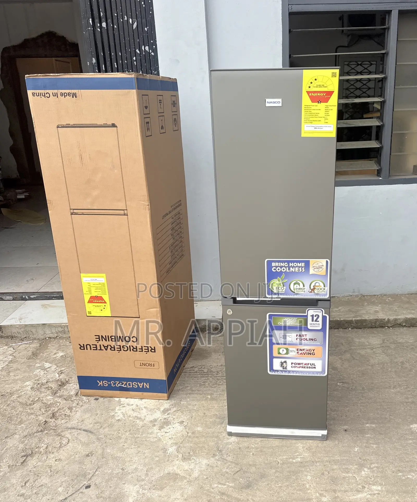 Energy Saving Nasco Nasd2-23sk Bottom Mount Freezer Fridge(Gray) 