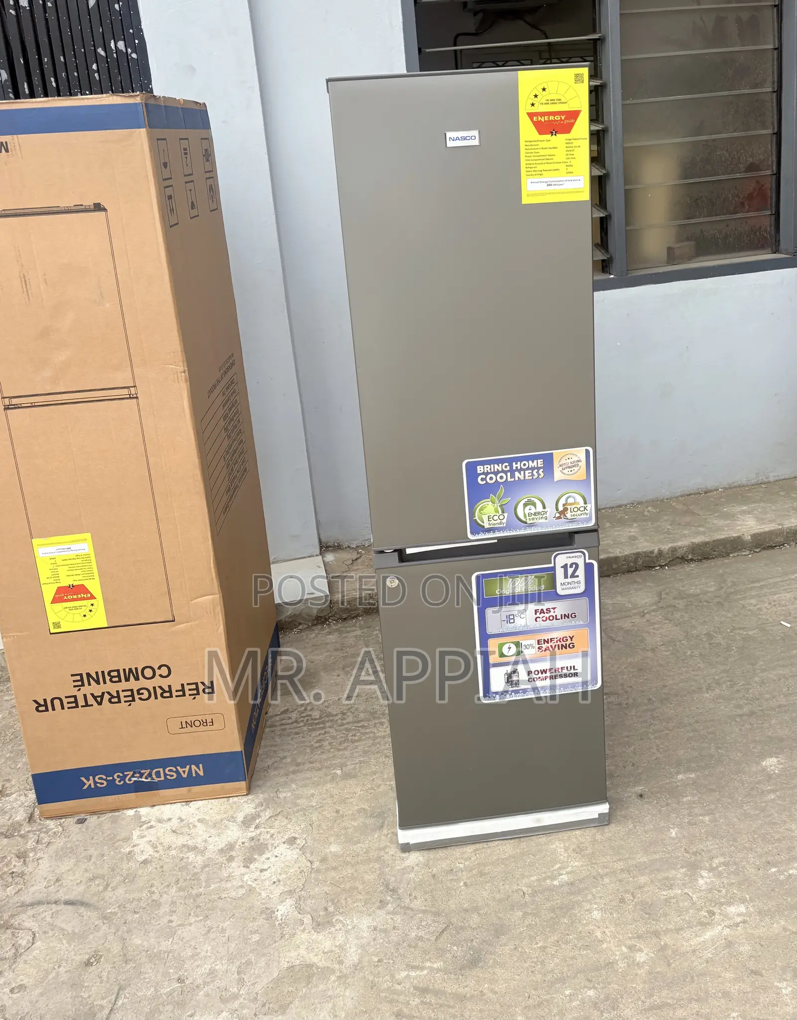 Energy Saving Nasco Nasd2-23sk Bottom Mount Freezer Fridge(Gray) 