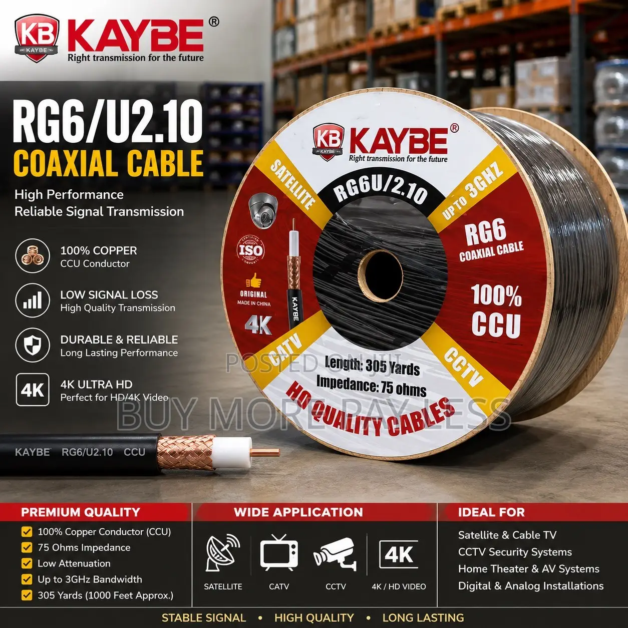 Kaybe Rg6/U2.10 Coaxial Cable (TV Cable )