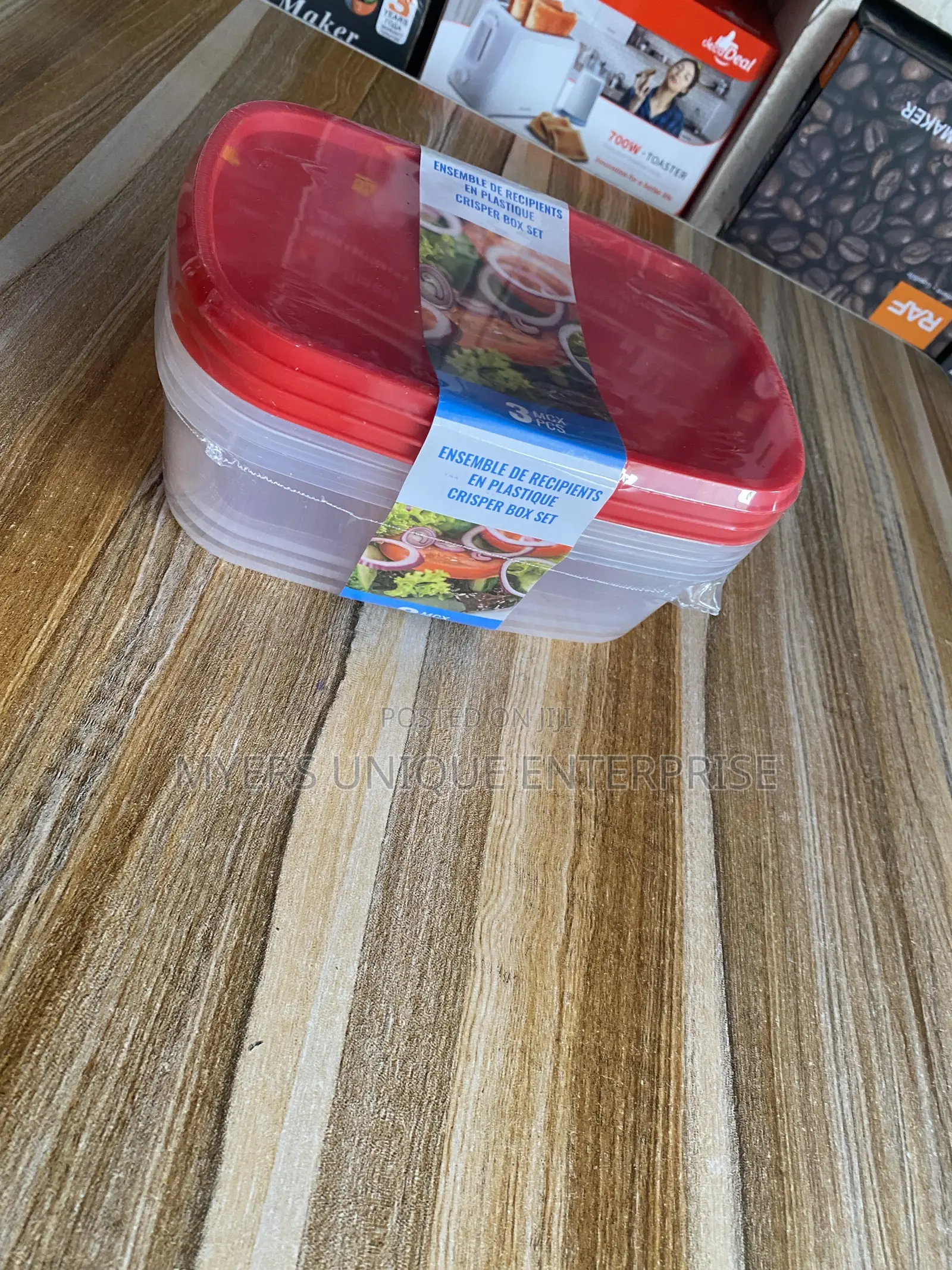 3pcs Airtight Food Storage Containers With Red Lids