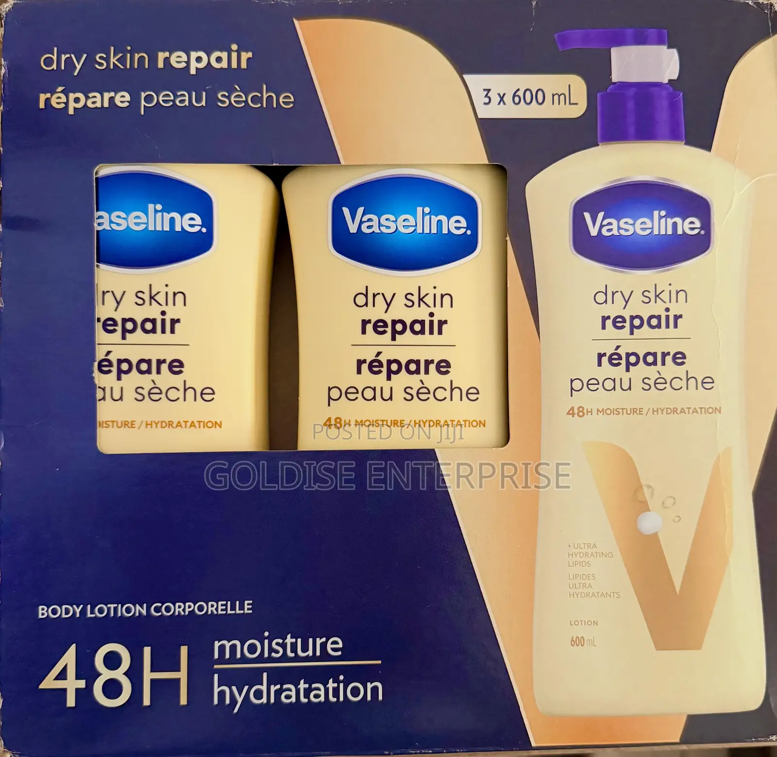 Vaseline Dry Skin Repair Lotion (600mL X 3)
