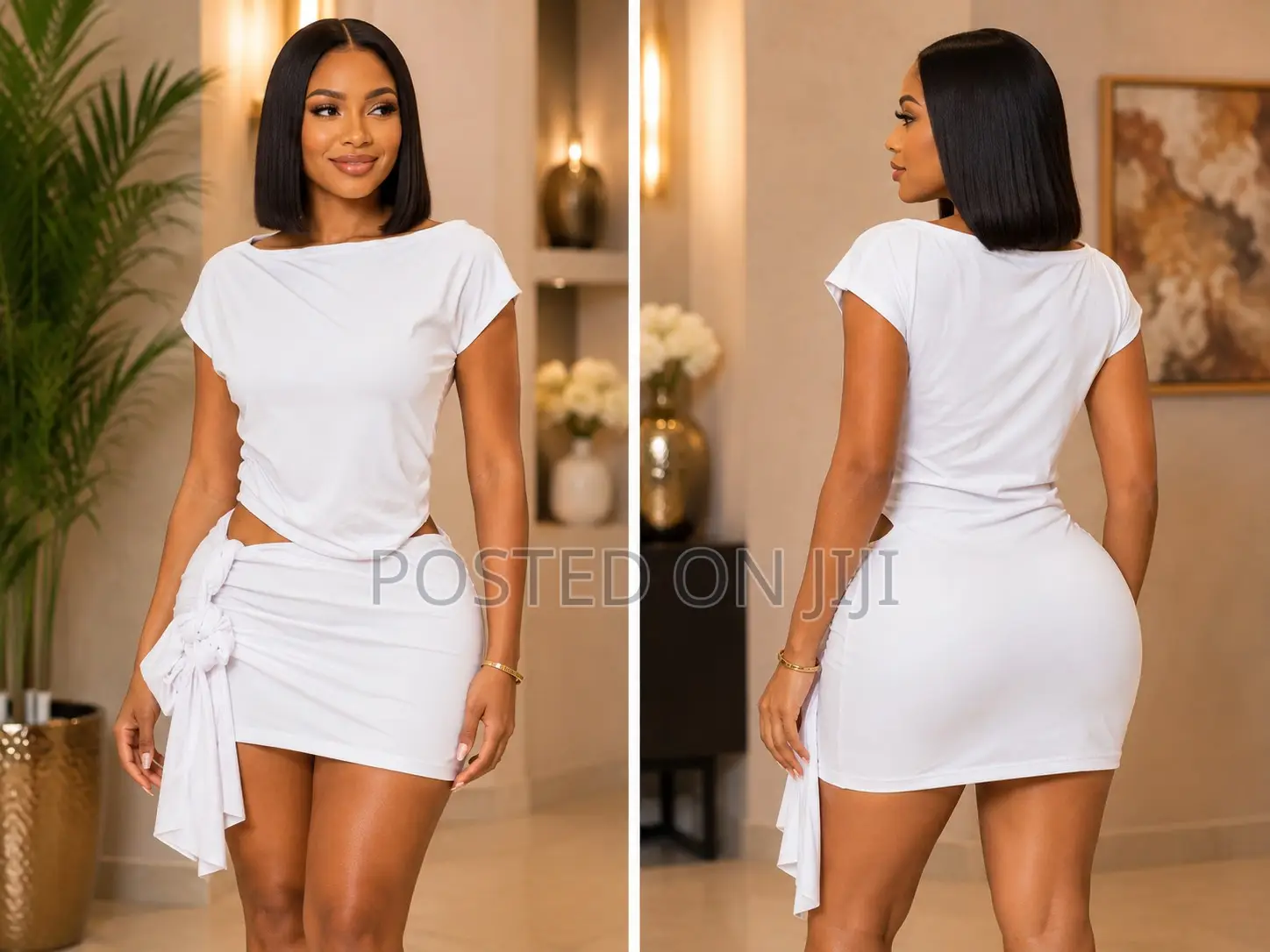 Elegant White Two-Piece Skirt Set