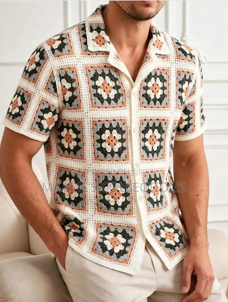 Men’s Crochet Pattern Short Sleeve Shirt