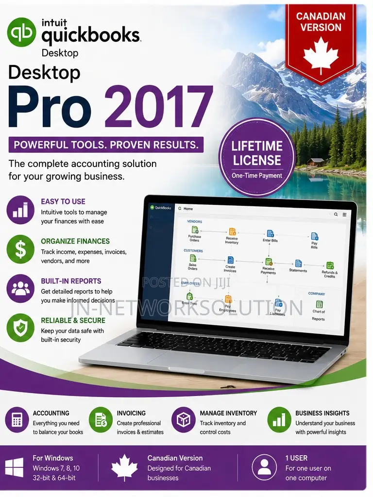 Intuit QuickBooks Desktop Pro 2017 Lifetime Windows Canadian Version