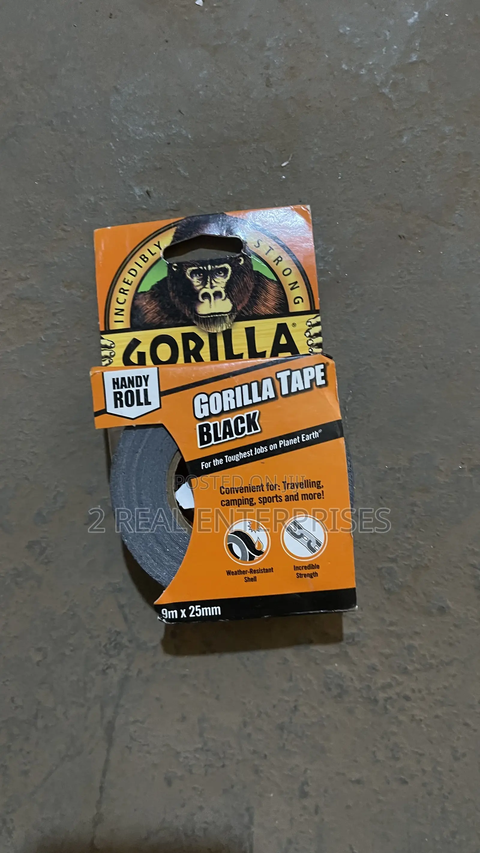 Gorilla Black Tape Handy Roll (9m X 25mm) Heavy Duty