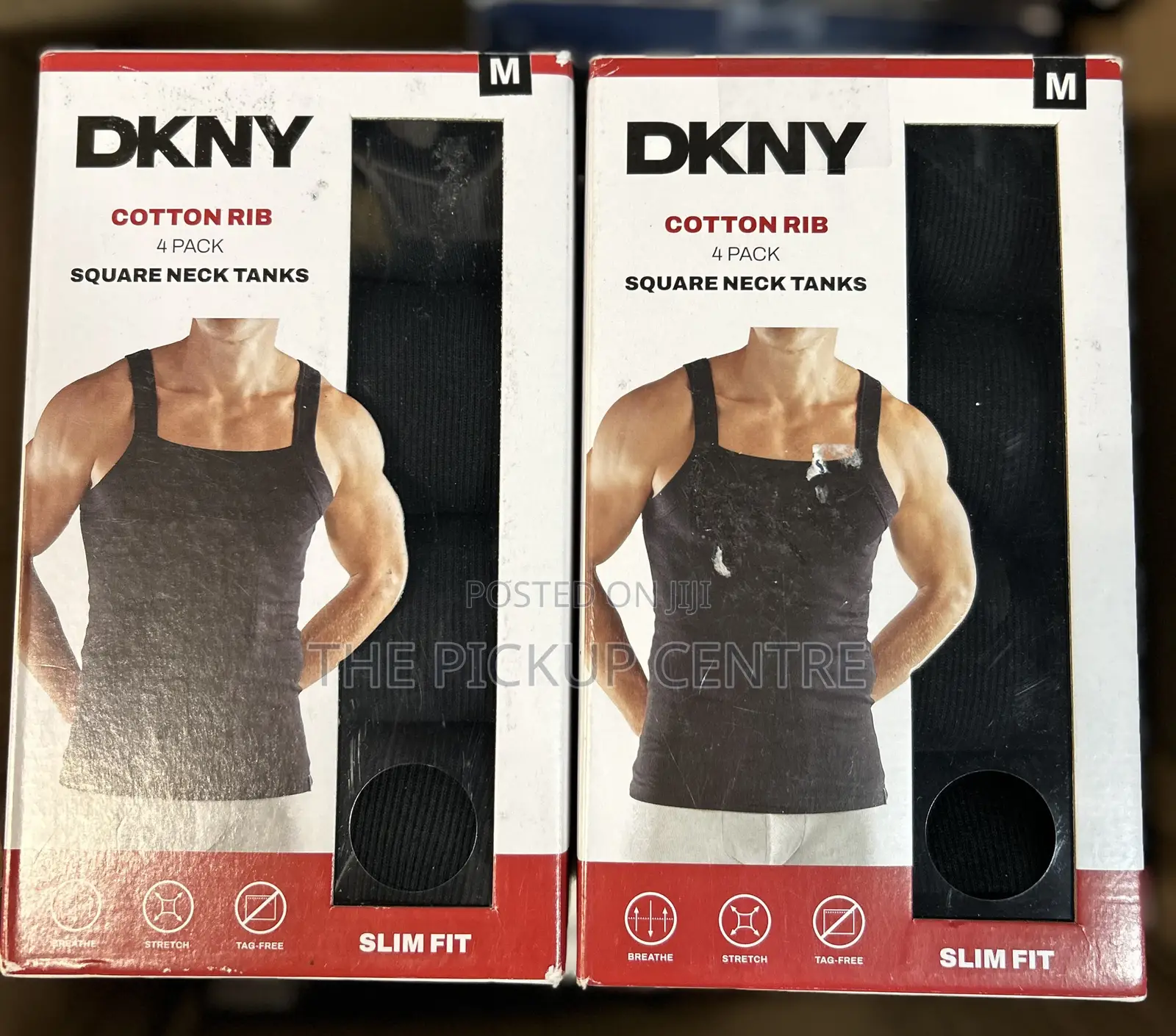 DKNY Cotton Rib 4 Pack Square Neck Tanks
