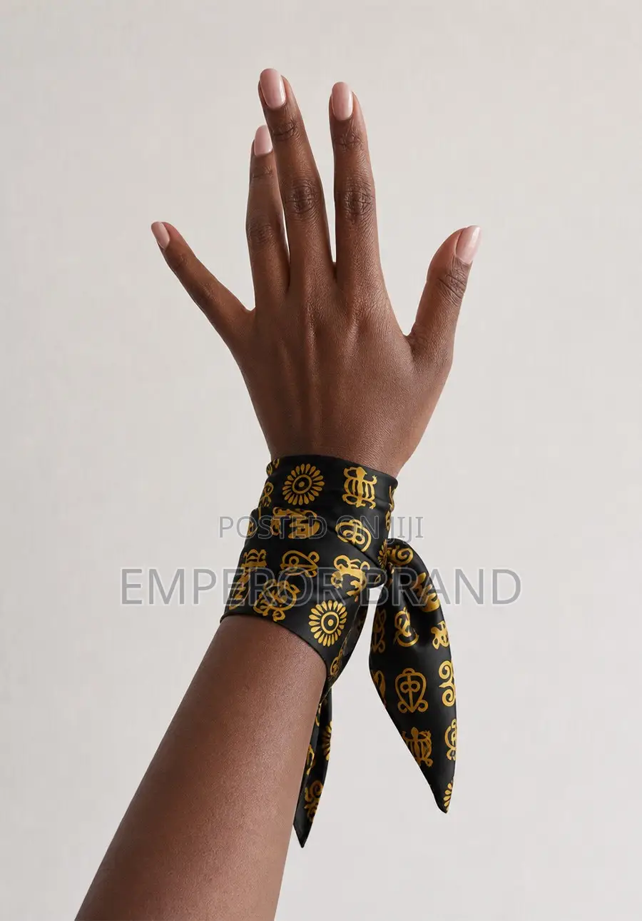 Black Gold Adinkra Scarf – Ghanaian African Heritage Scarf