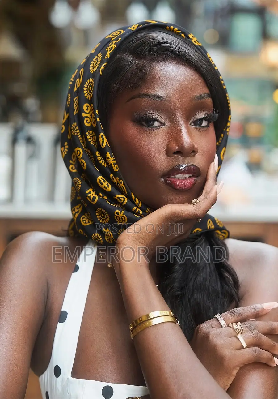 Black Gold Adinkra Scarf – Ghanaian African Heritage Scarf