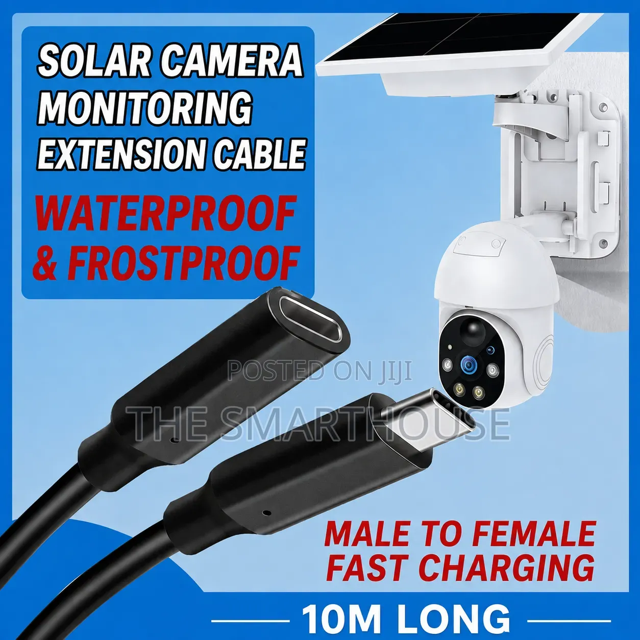 10m Type-C Extension Cable for Solar Security Cameras