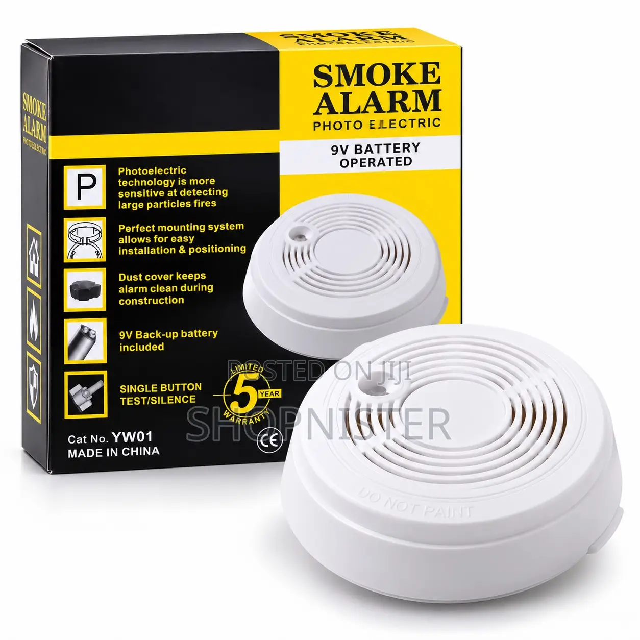 Photoelectric Smoke Alarm – 9V Battery Operated Fire & Smoke Detector