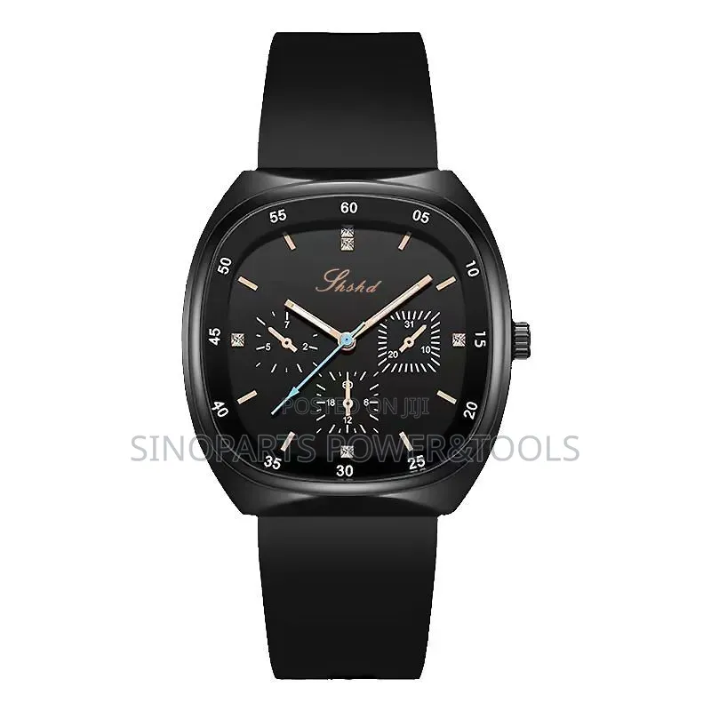Unisex Black Analog Watch With Rubber Strap
